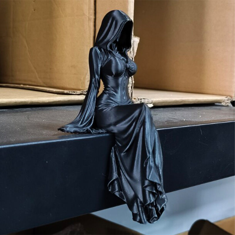 Japan Lifestyle - 死神の女神像デスクトップ装飾品神秘的な女性の座り姿勢ダークモデル手工芸品ホームオフィスデスク装飾ギフト