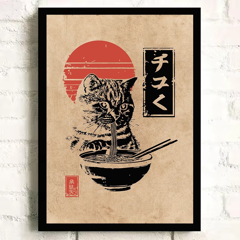 ヴィンテージ日本の鯉魚カエル猫食べるラーメンサムライ決闘ポス - Japanese Lifestyle Gifts のレビューと価格